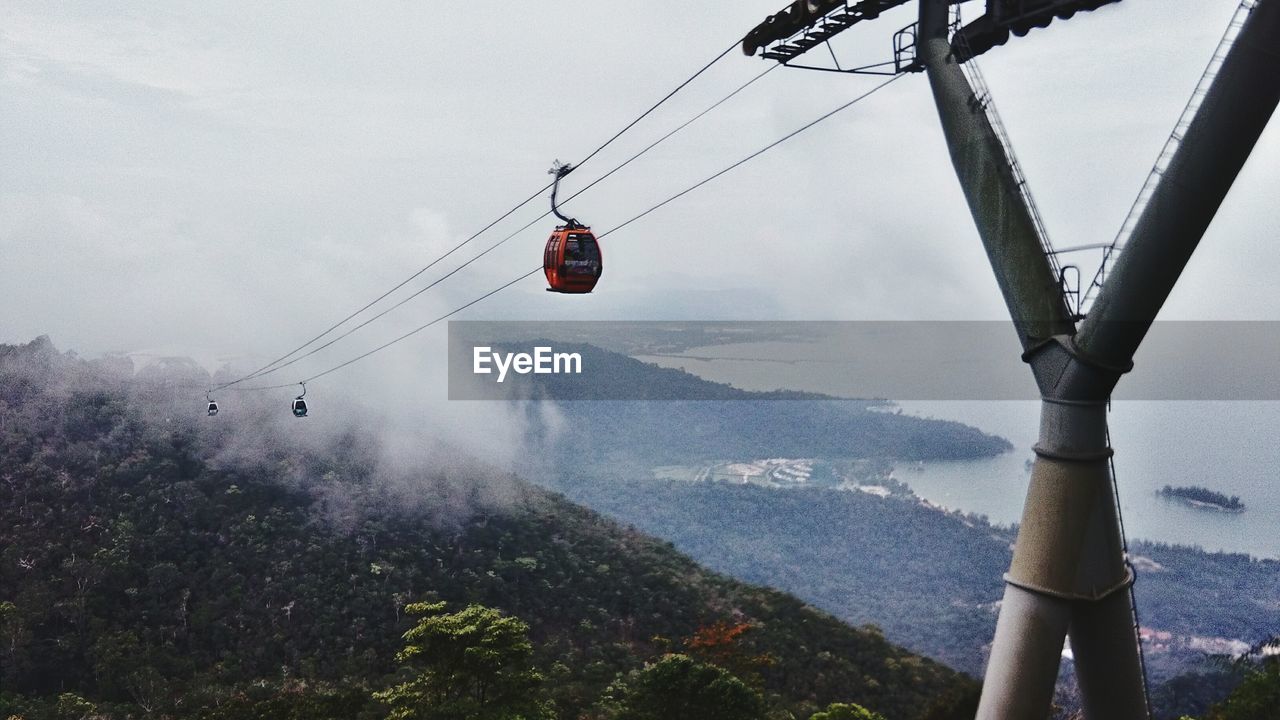 Overhead cable cars at landscape