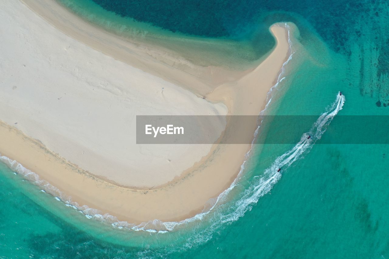 High angle view of surf on beach