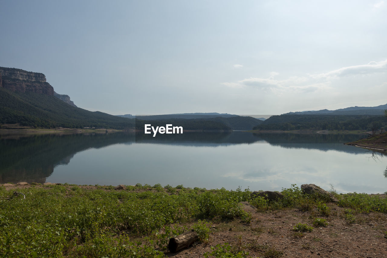 Scenic view of lake against sky