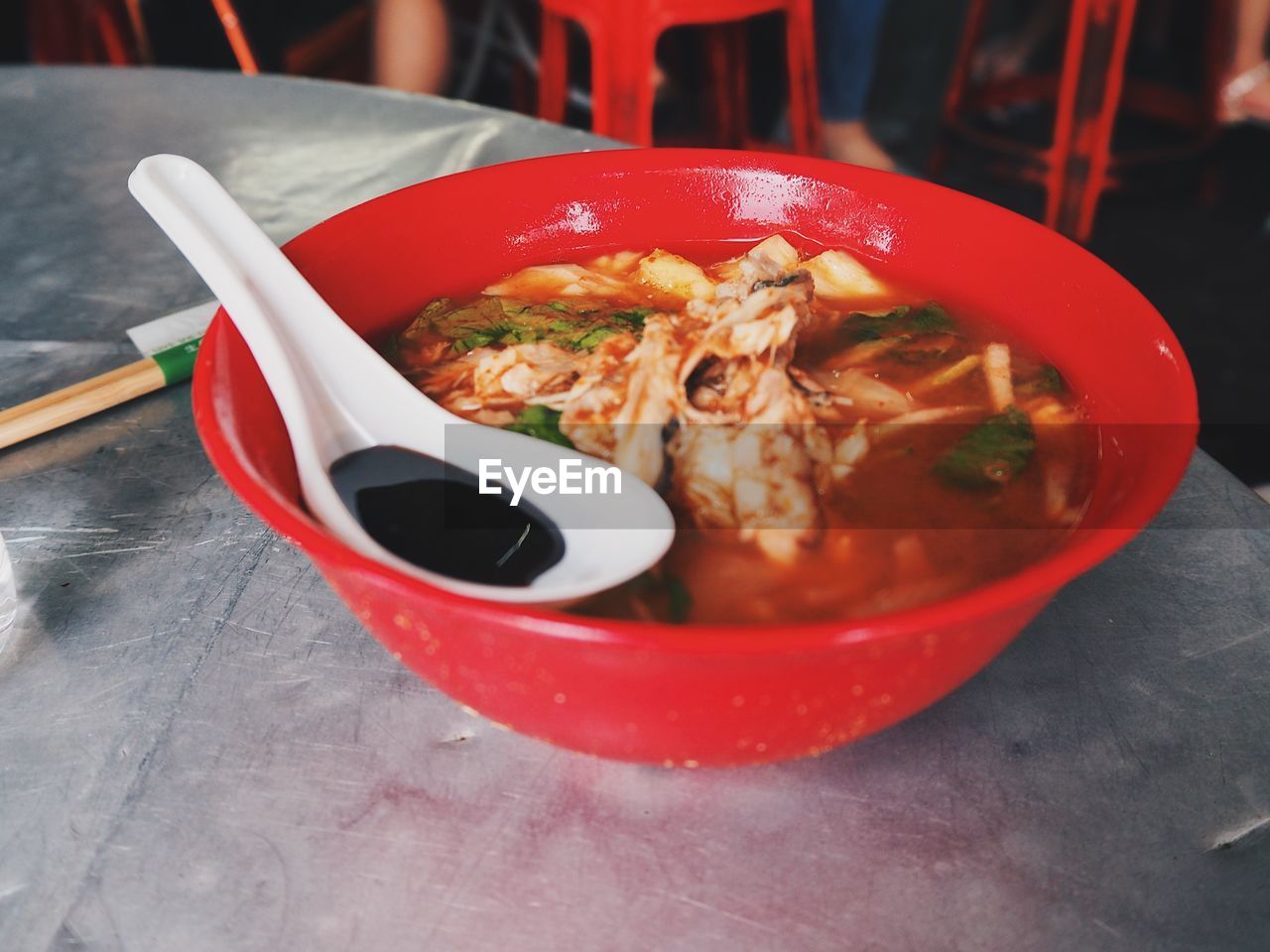 Close-up of seafood in bowl on table