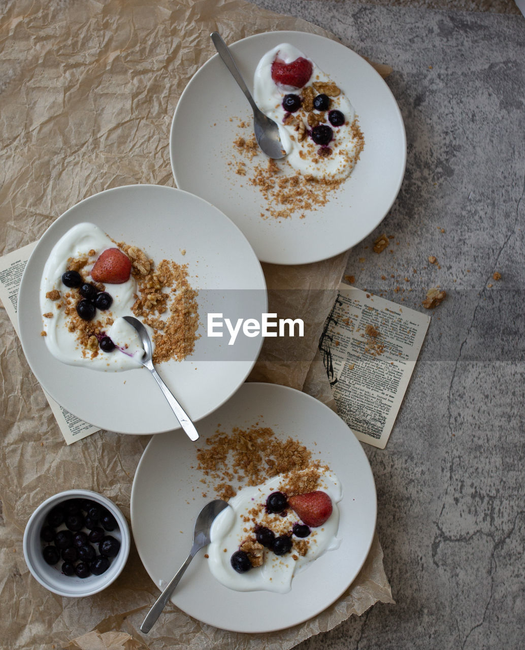 High angle view of food on table