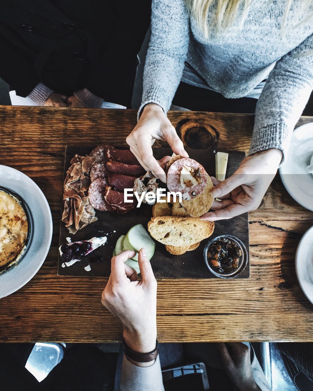 High angle view of food on table