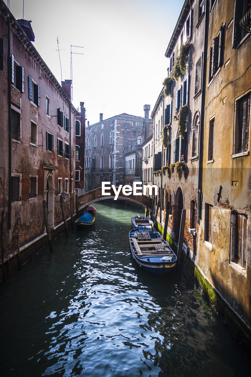 BOATS IN CANAL ALONG BUILDINGS