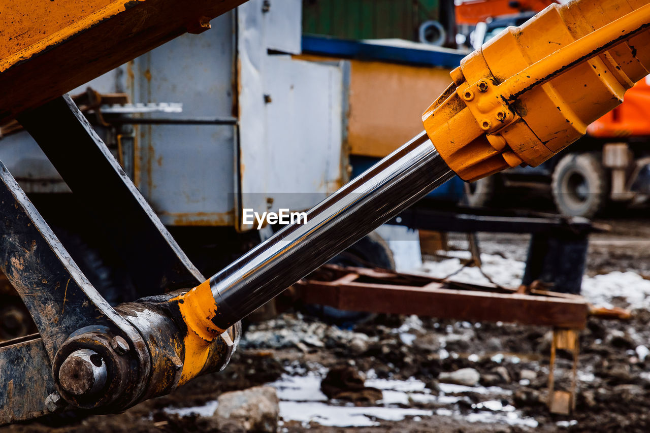 Close-up of yellow construction vehicle