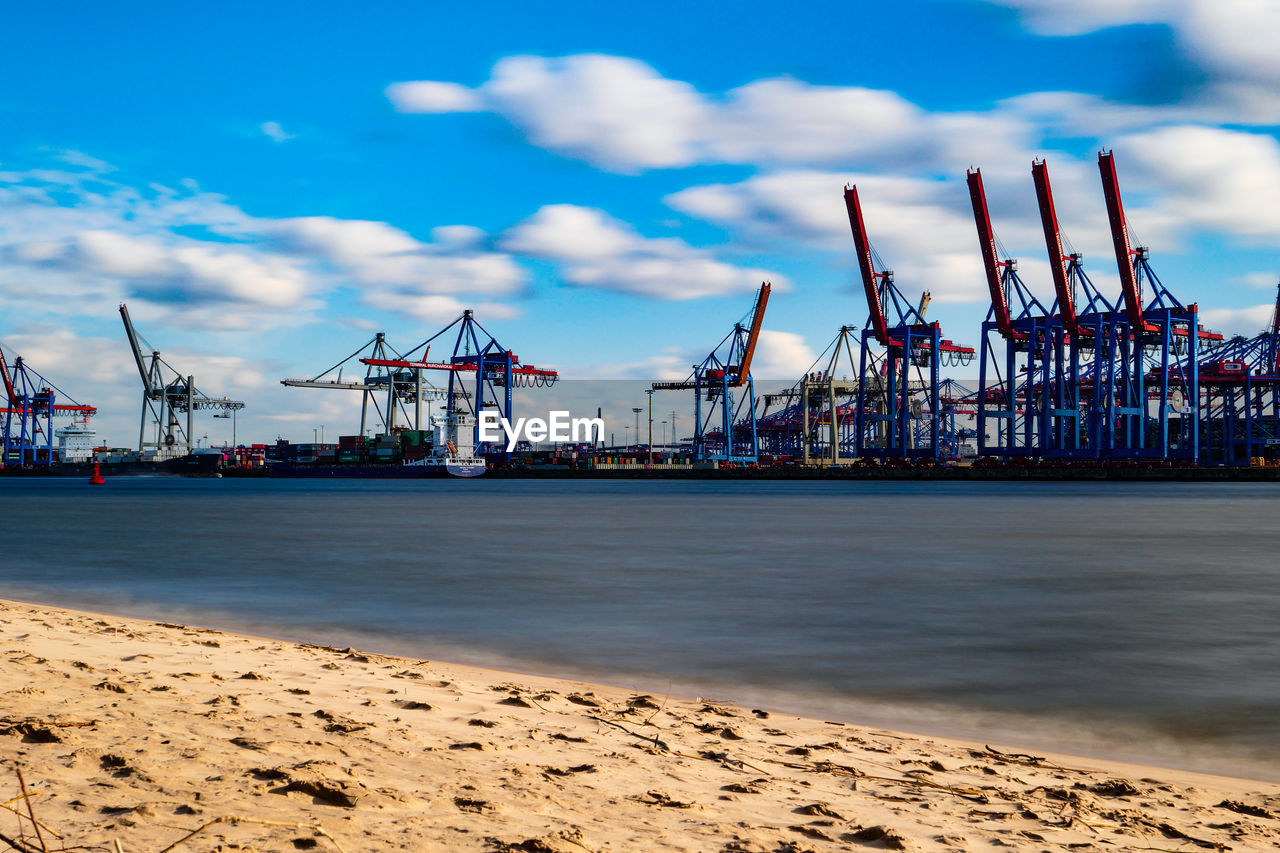 VIEW OF CRANES AT PIER