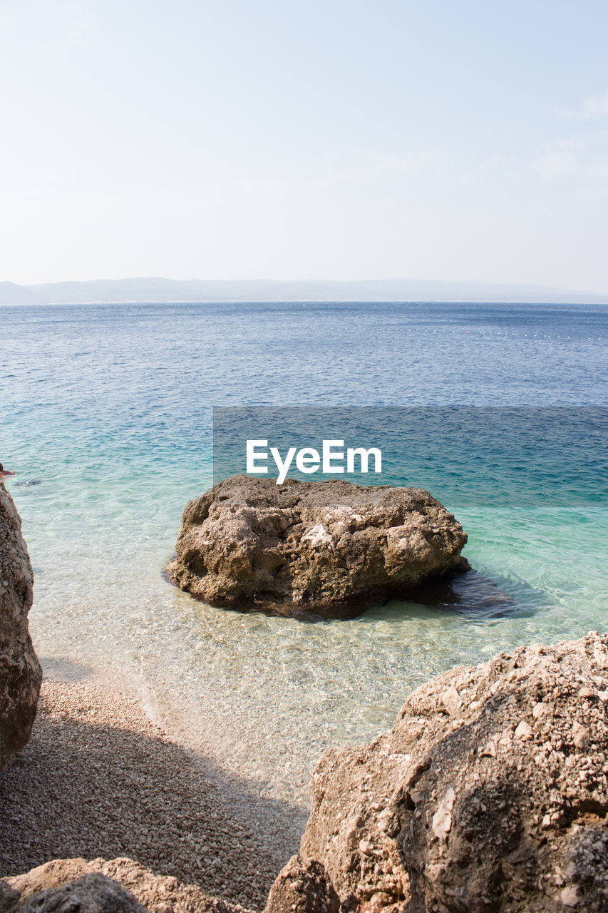 Scenic view of sea against clear sky