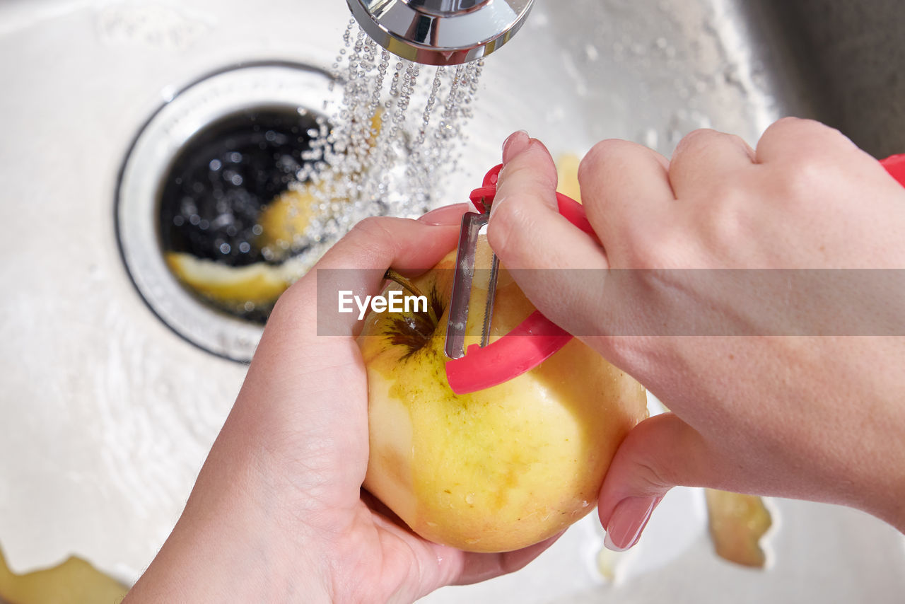 CROPPED IMAGE OF PERSON HOLDING APPLE