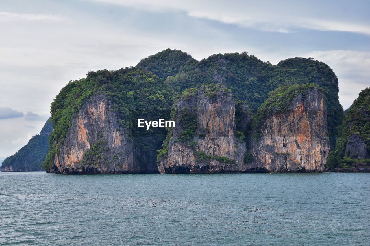 Island ocean tropical forest views near phi phi, ko rang yai, ko li pe phuket thailand asia.