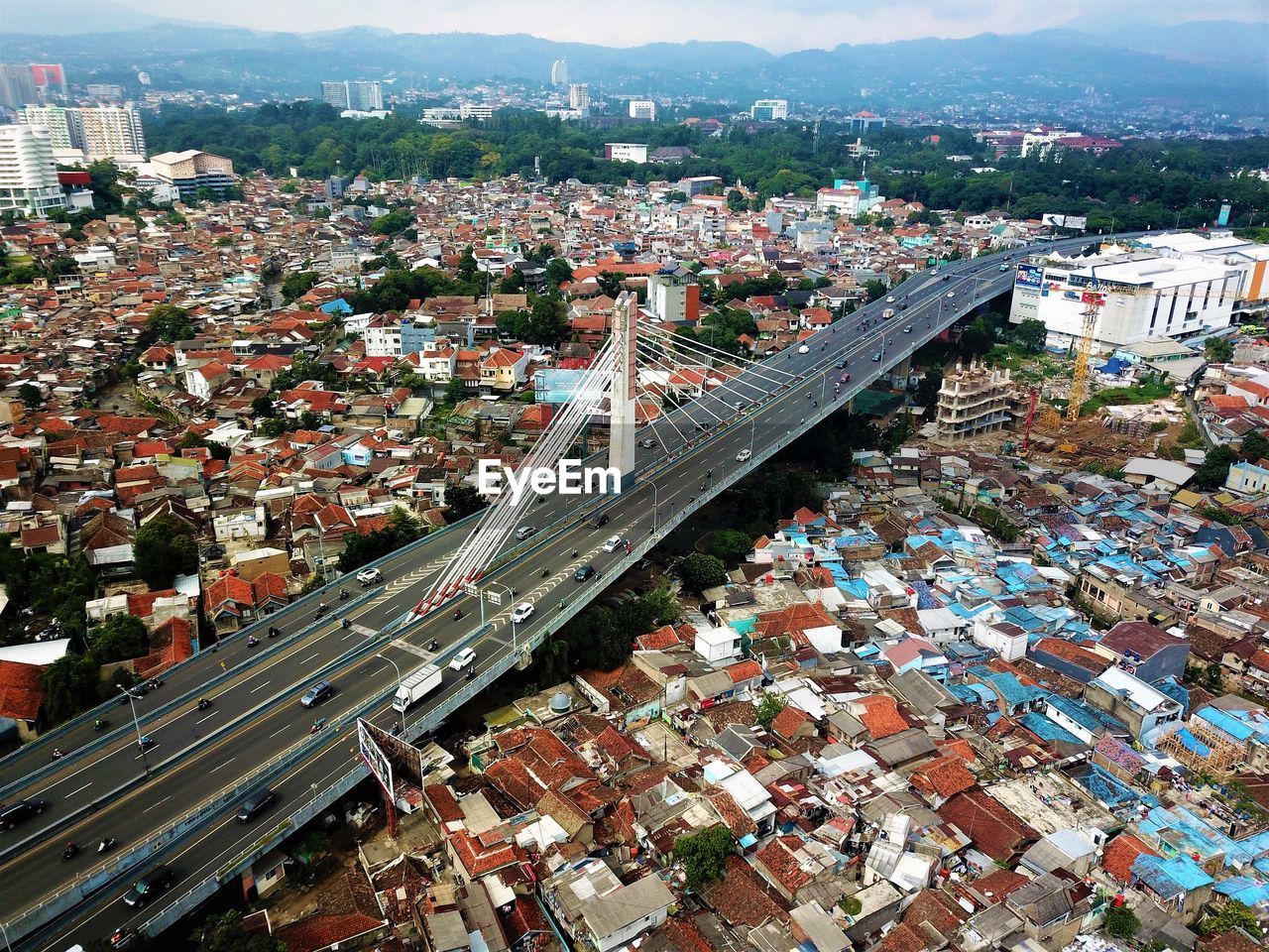 Beautiful aerial view, flyove pasupati in bandung, west java, indonesia.