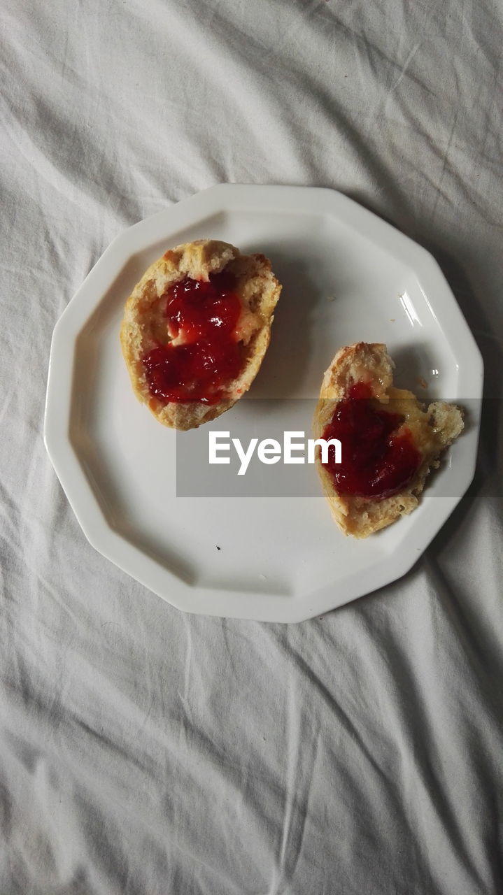 CLOSE-UP OF BREAKFAST ON TABLE