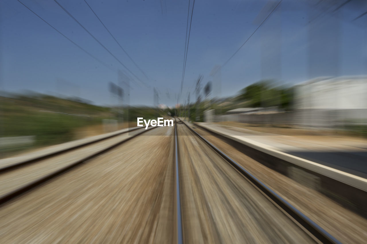 Train moving on railroad track