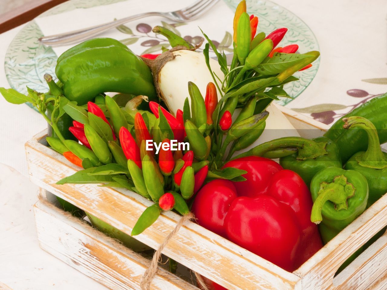 High angle view of vegetables on table