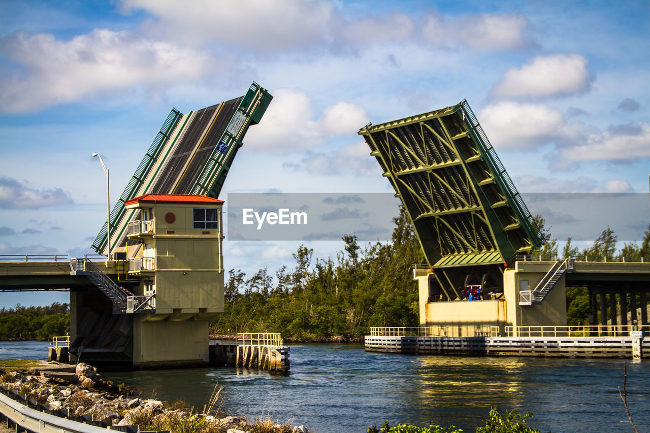 Dania florida bridge up at intercoastal waterway 