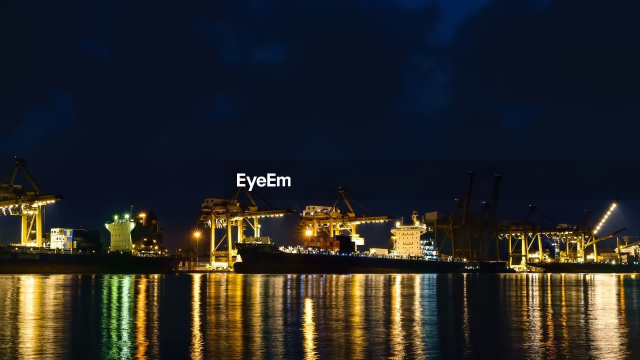 Illuminated  of sea port at night,klong tei sea port,bangkok,thailand