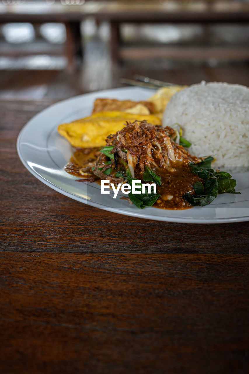 Close-up of meal served in plate