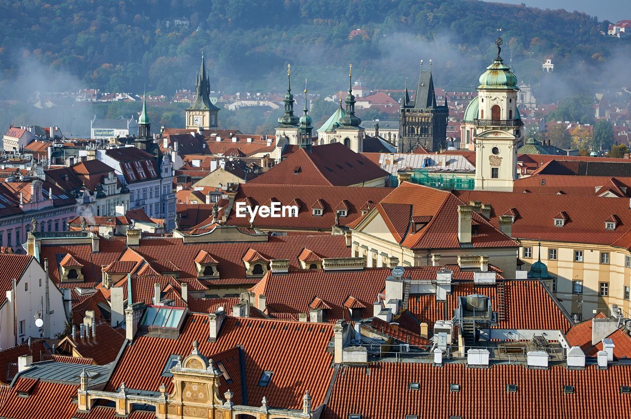 High angle view of townscape against sky