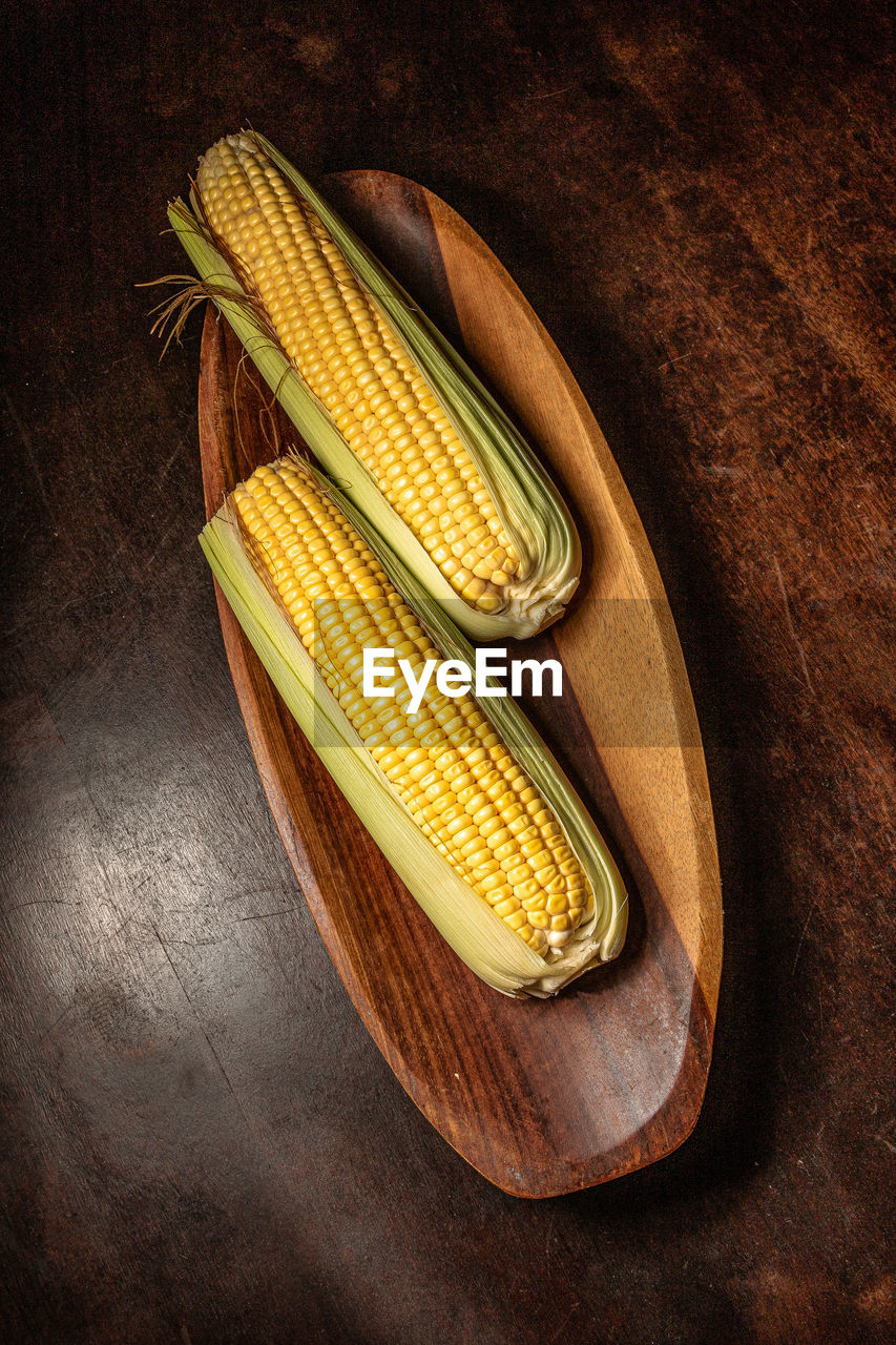 close-up of corn on table