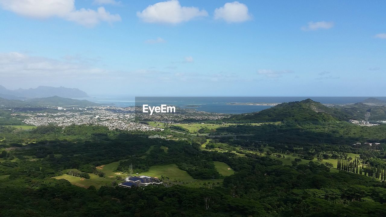 Distant view of city at seaside