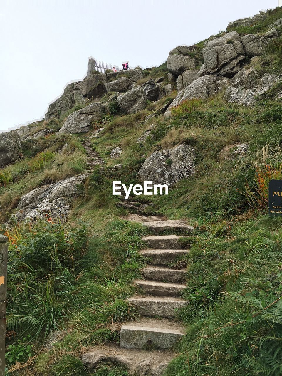 Low angle view of stone steps on hill