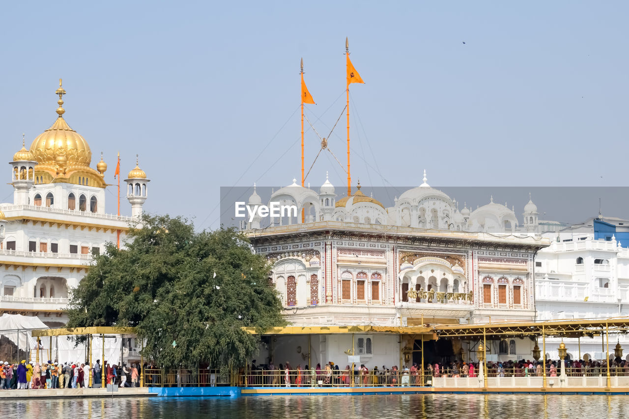 View of details of architecture inside golden temple - harmandir sahib in amritsar, punjab, india