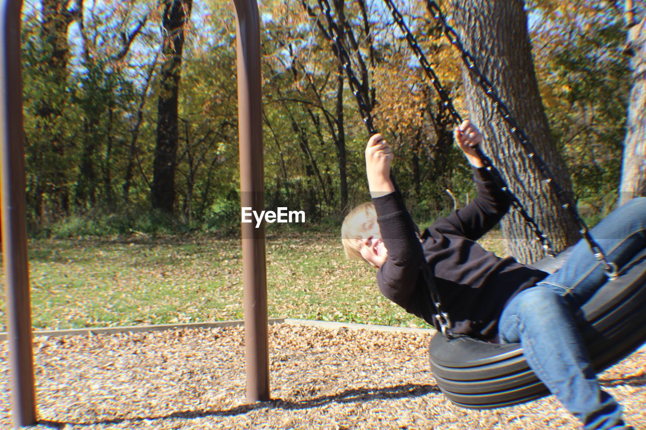 Low angle view of girl in park