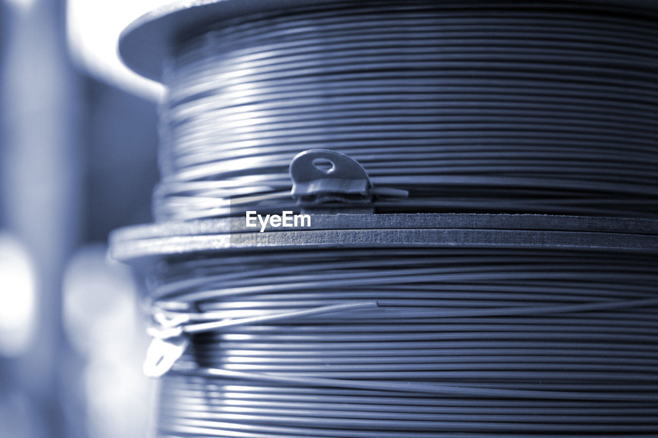 metal, close-up, no people, business, industry, blue, aluminum, silver, technology, focus on foreground, indoors