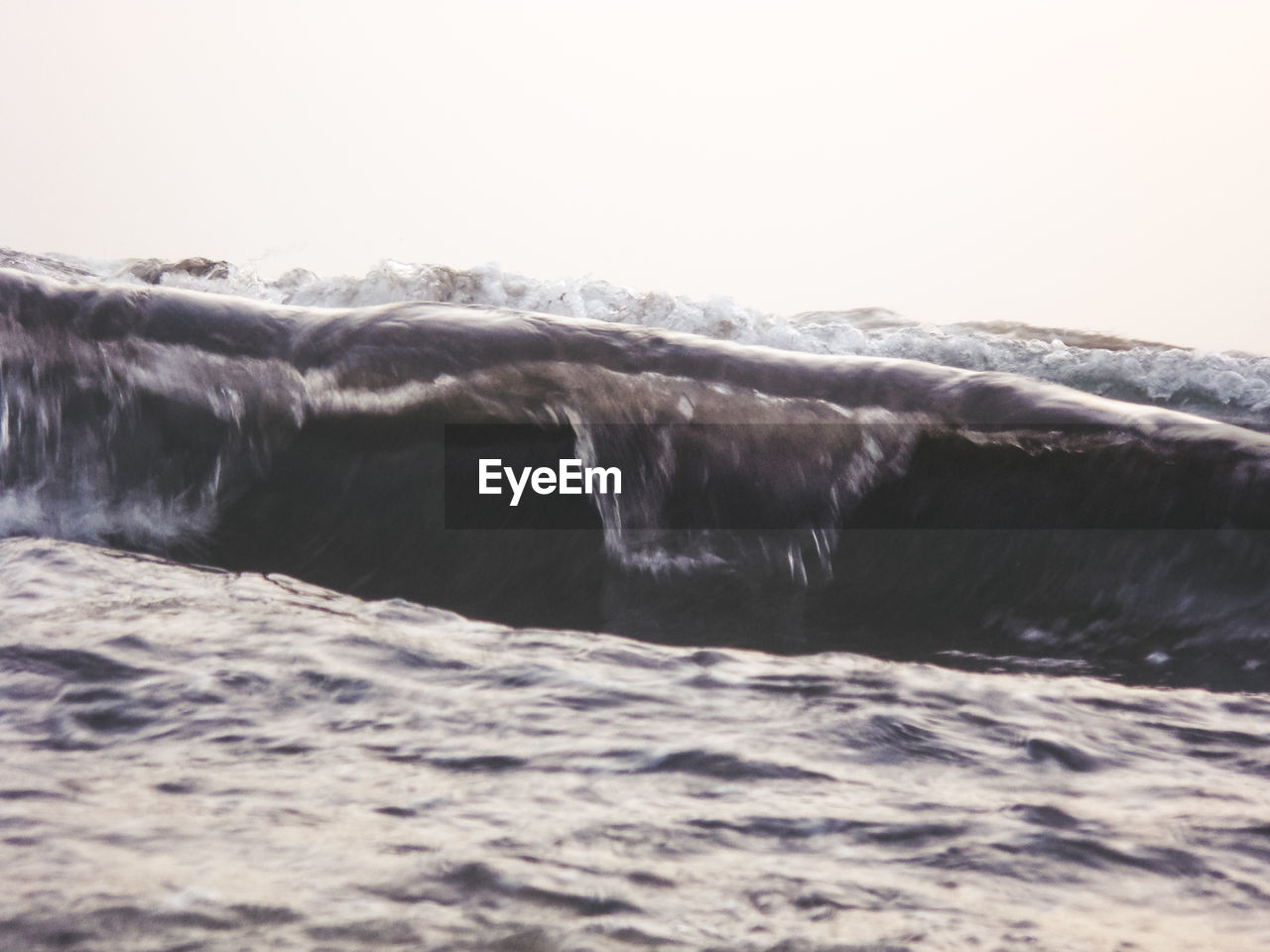SCENIC VIEW OF SEA AND WAVES AGAINST CLEAR SKY
