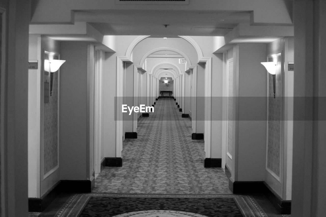 Empty hotel hallway