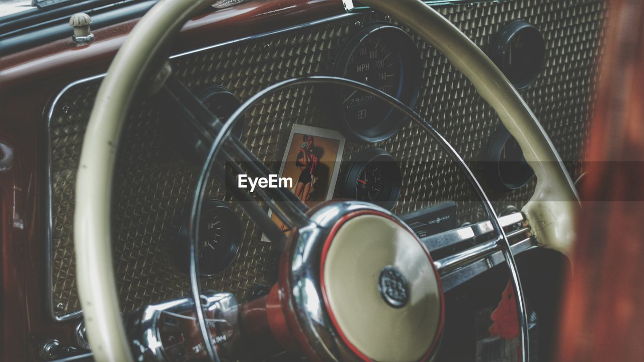 Close-up of steering wheel