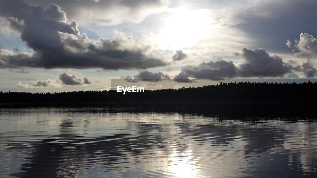 Scenic reflection of clouds in calm lake