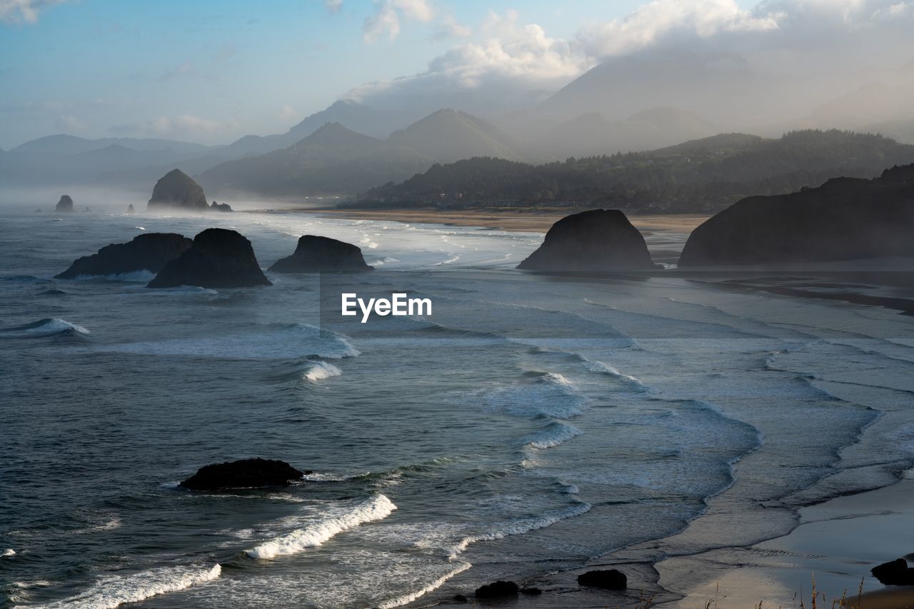 SCENIC VIEW OF ROCKS ON SEA AGAINST SKY