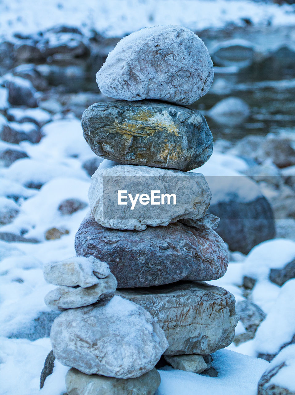 Stack of stones on snow