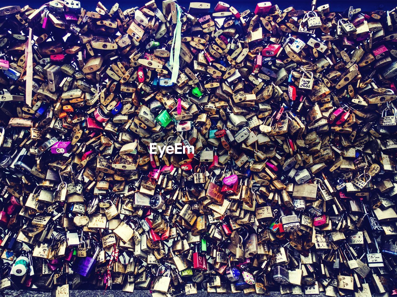 Padlocks attached on railing