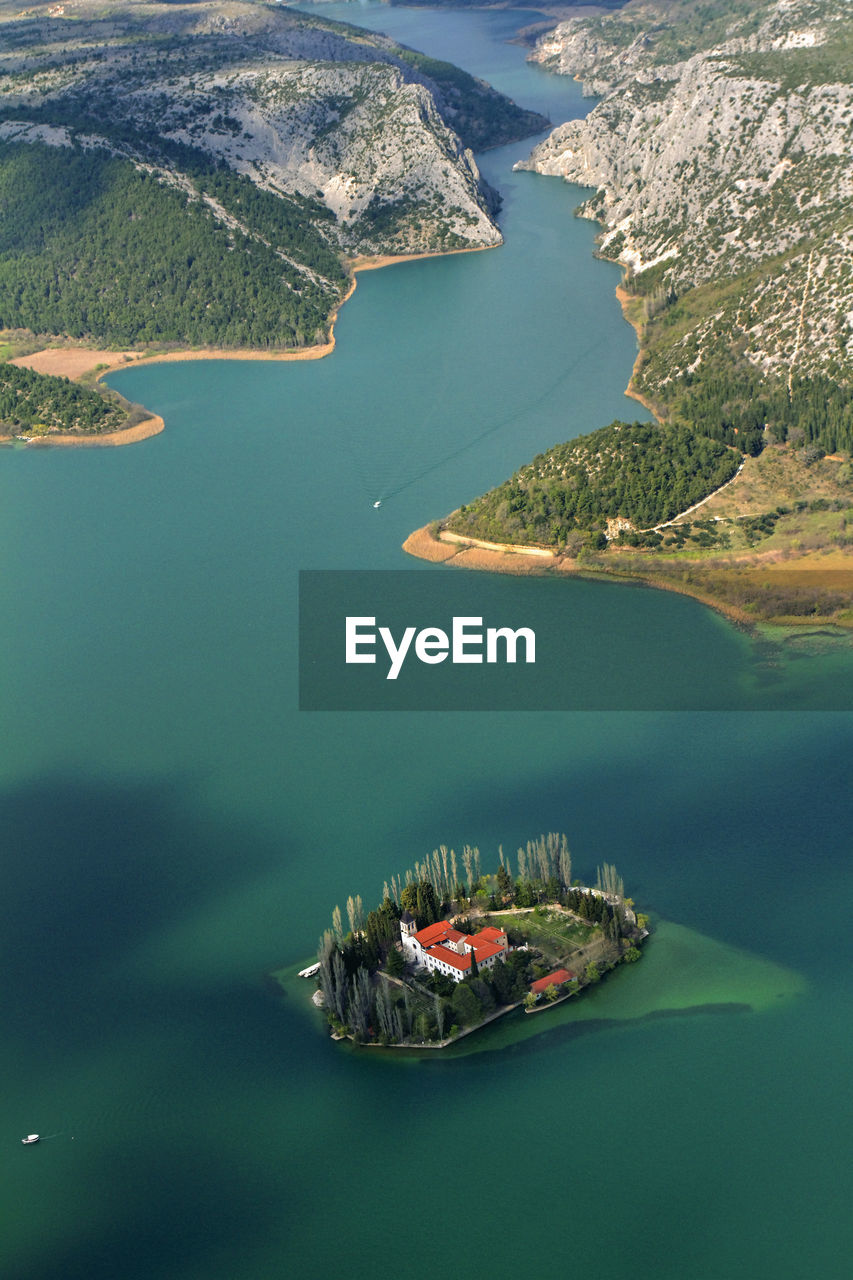 Visovac island with monastery on krka river