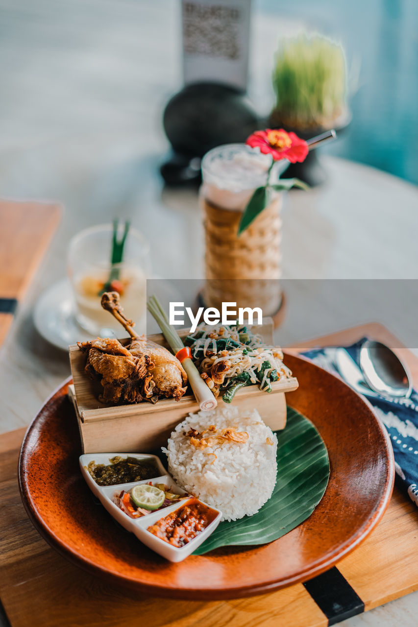 Close-up of food on table