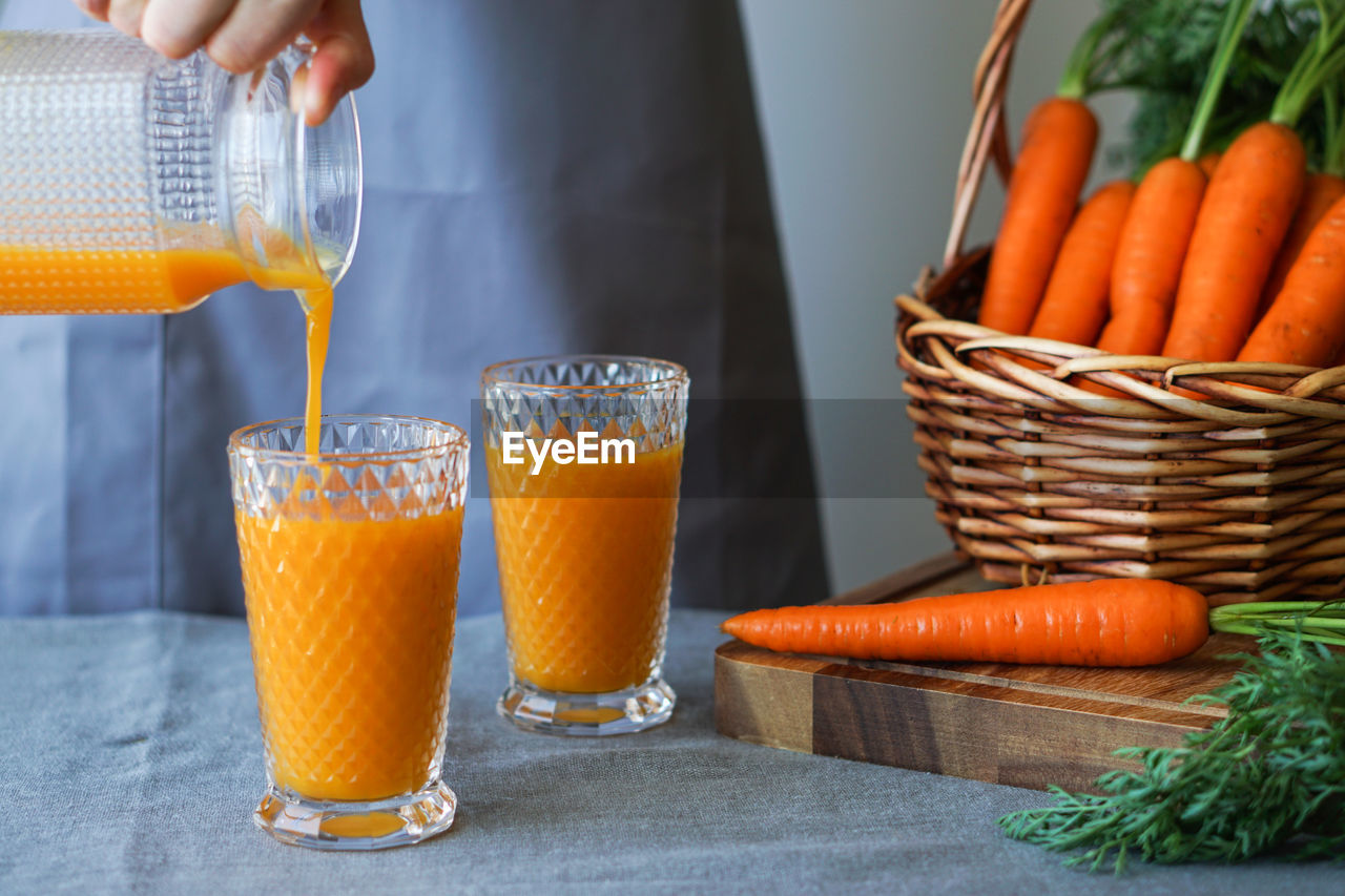 Fresh carrot juice.
