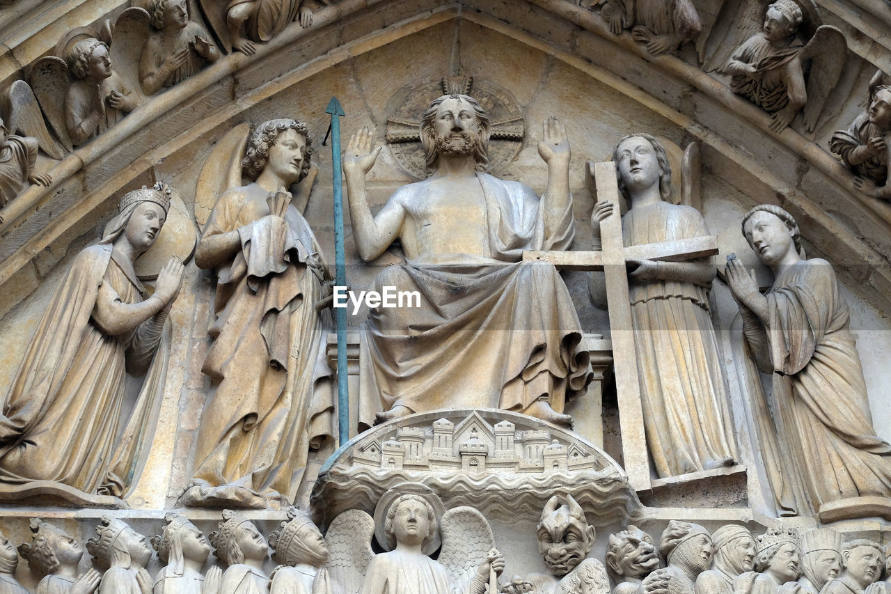 Christ in majesty, portal of the last judgment, notre dame cathedral, paris