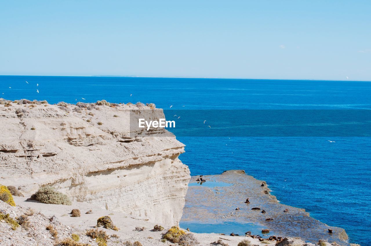 Scenic view of sea against clear sky