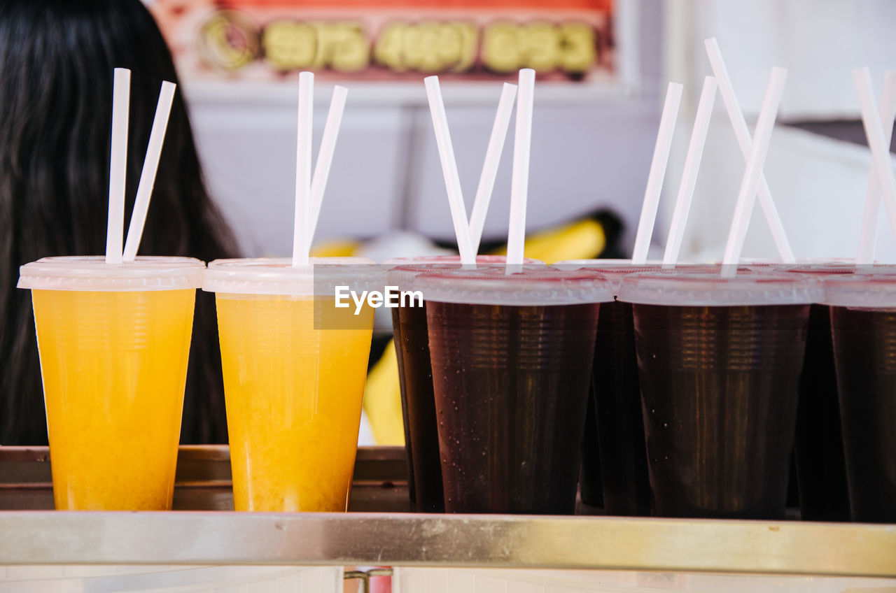 Close-up of drinks on table