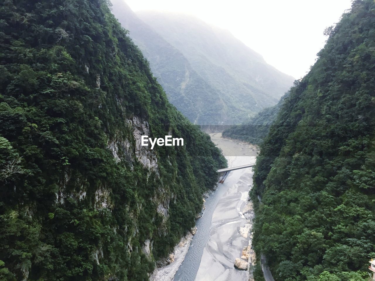 PANORAMIC SHOT OF ROAD AMIDST TREES AGAINST MOUNTAINS