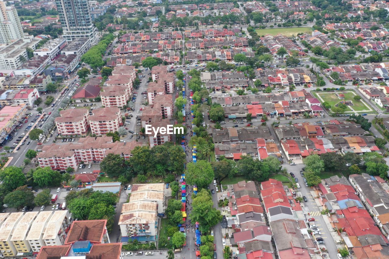 HIGH ANGLE VIEW OF RESIDENTIAL BUILDINGS