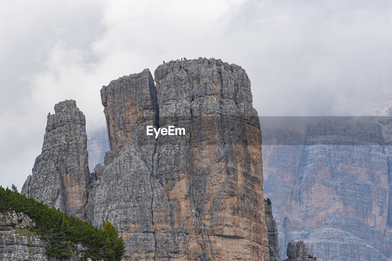 Low angle view of rock formation against sky