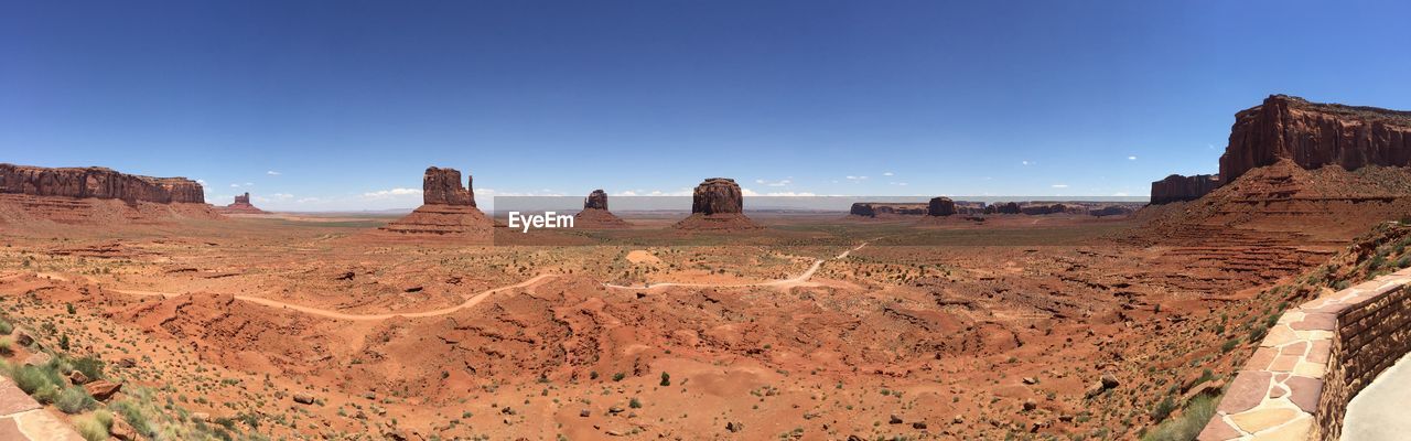 PANORAMIC SHOT OF LANDSCAPE AGAINST CLEAR BLUE SKY