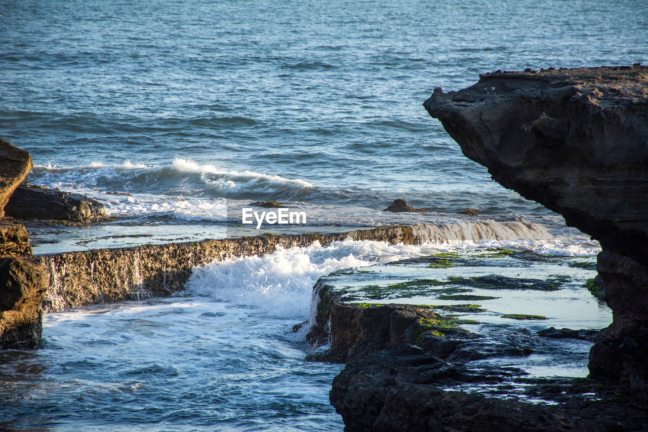 Scenic view of sea against clear sky