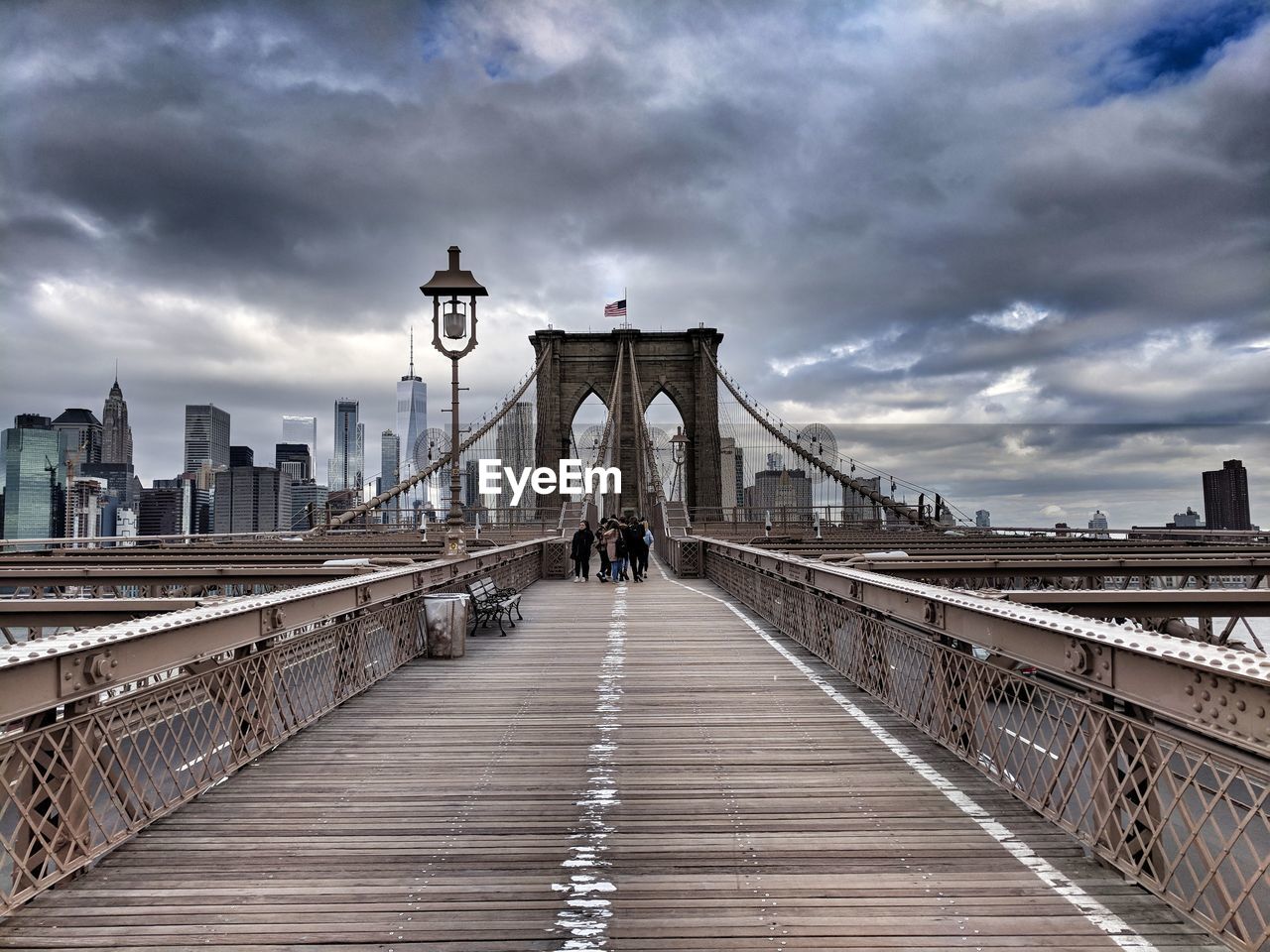 People walking on brooklyn bridge