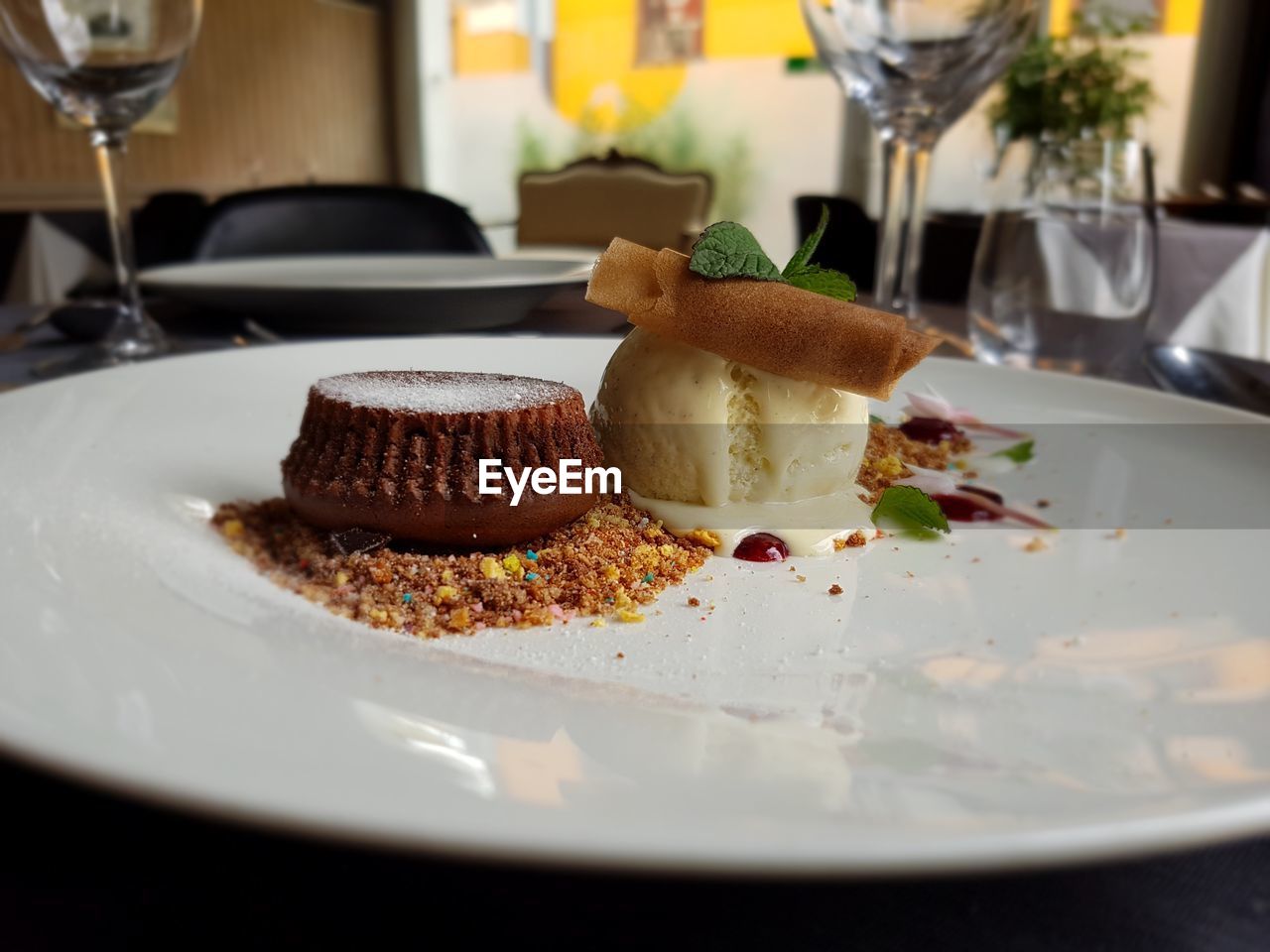 Close-up of sweet food in plate on table