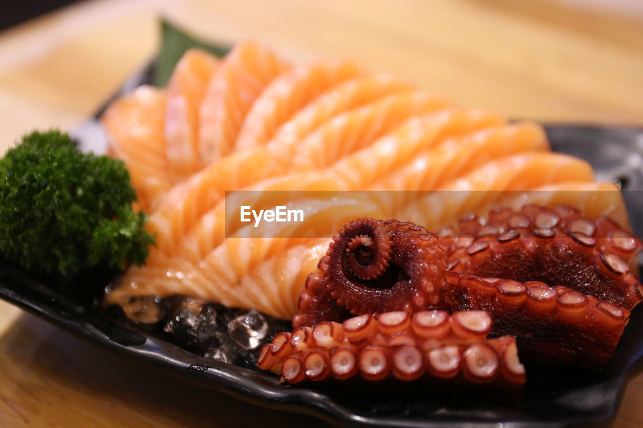 CLOSE-UP OF SUSHI SERVED IN TRAY