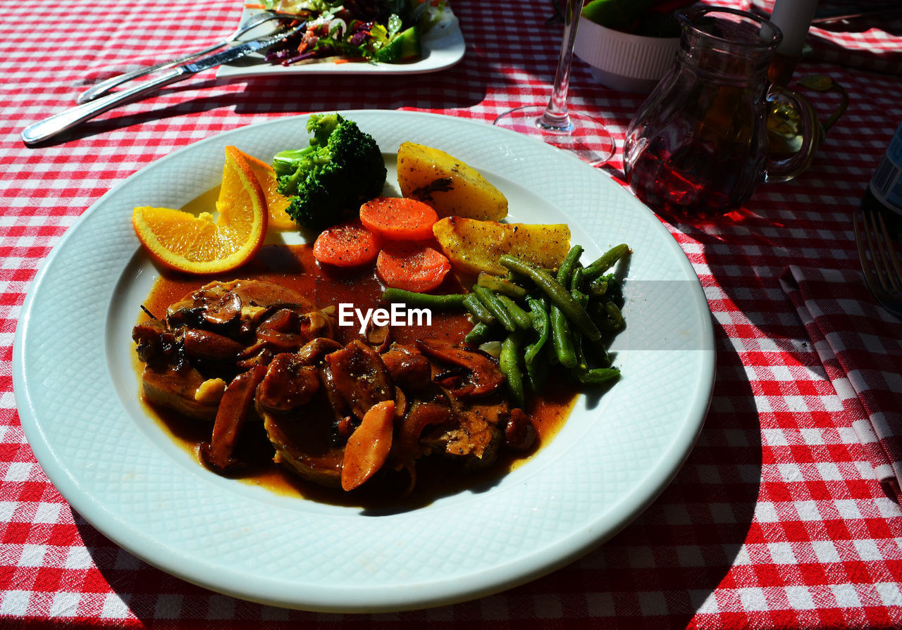 Close-up of meal served in plate