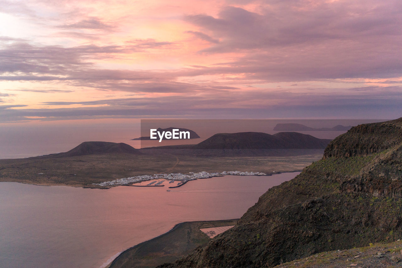 Scenic view of sea against sky at sunset