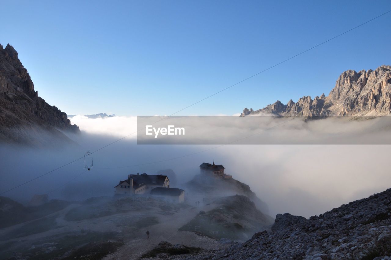 Low angle view of mountains against clear sky